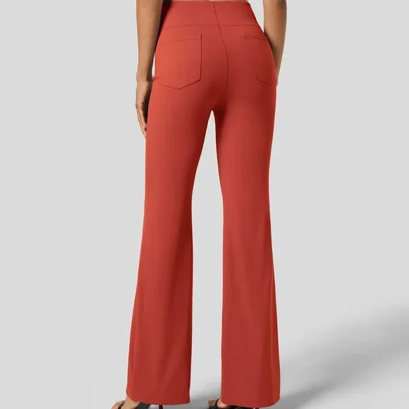Halara Flex High Waisted Slight Flare Work Pants in Valiant Poppy XL (Petite) - Picture 3 of 11